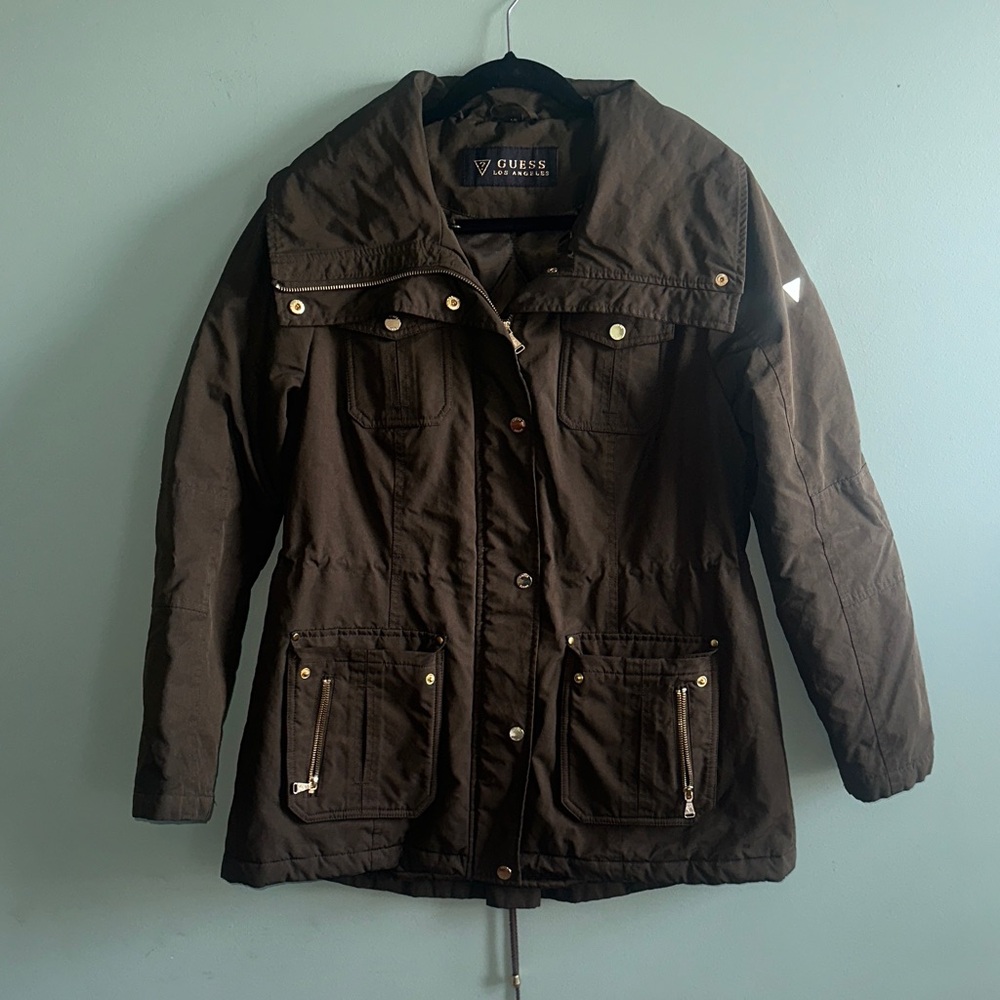 GUESS Women's Dark Brown/dark green Utility Jacket